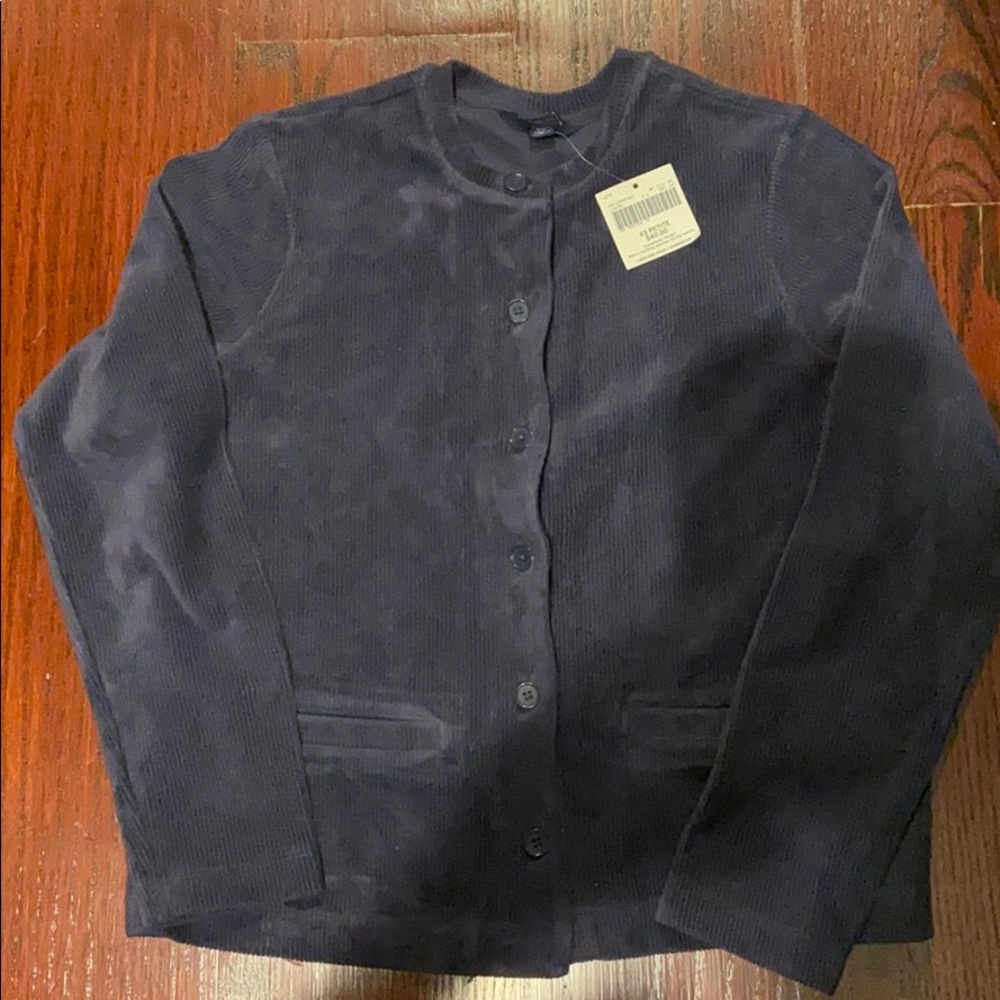 Lands End Womens Blue Ribbed Cardigan XSP